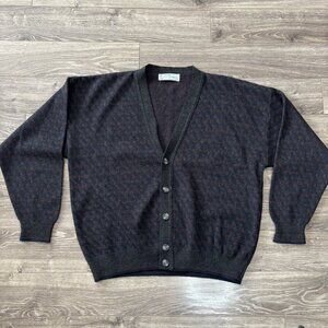 Vintage Mens Cardigan Sweater Italy L 44 Wool Blend Functionals Multi Color Nice